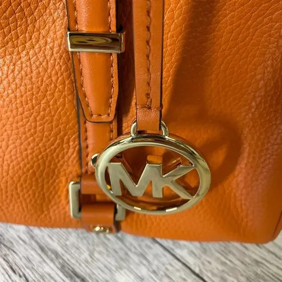 Michael Kors Burnt Orange Leather Bedford Legacy Duffel Satchel Medium $328 New - Picture 5 of 16
